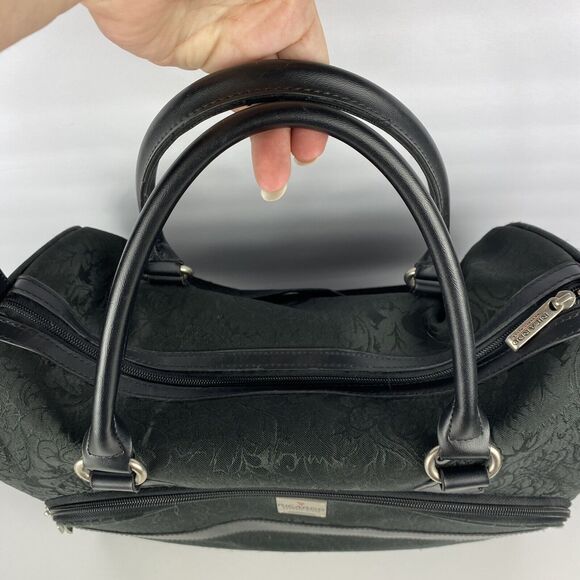 VTG Ricardo Beverly Hills Carry On Travel Bag Black Floral Tapestry Luggage Bag - Picture 4 of 15